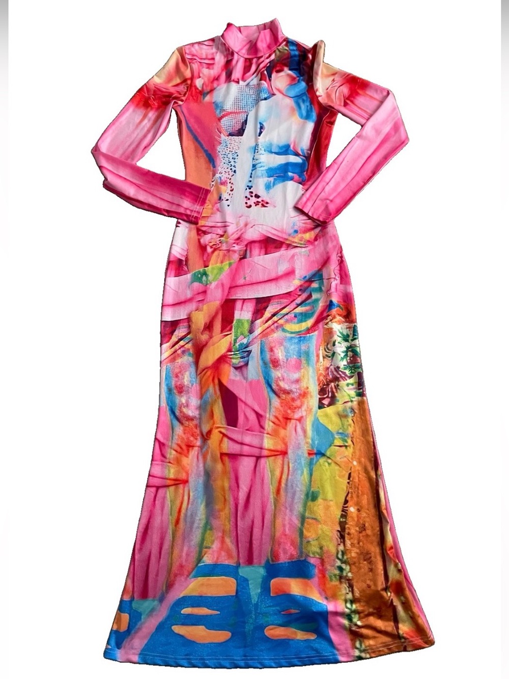 Fabulous Colorful Abstract Print MAXI DRESS Size Medium